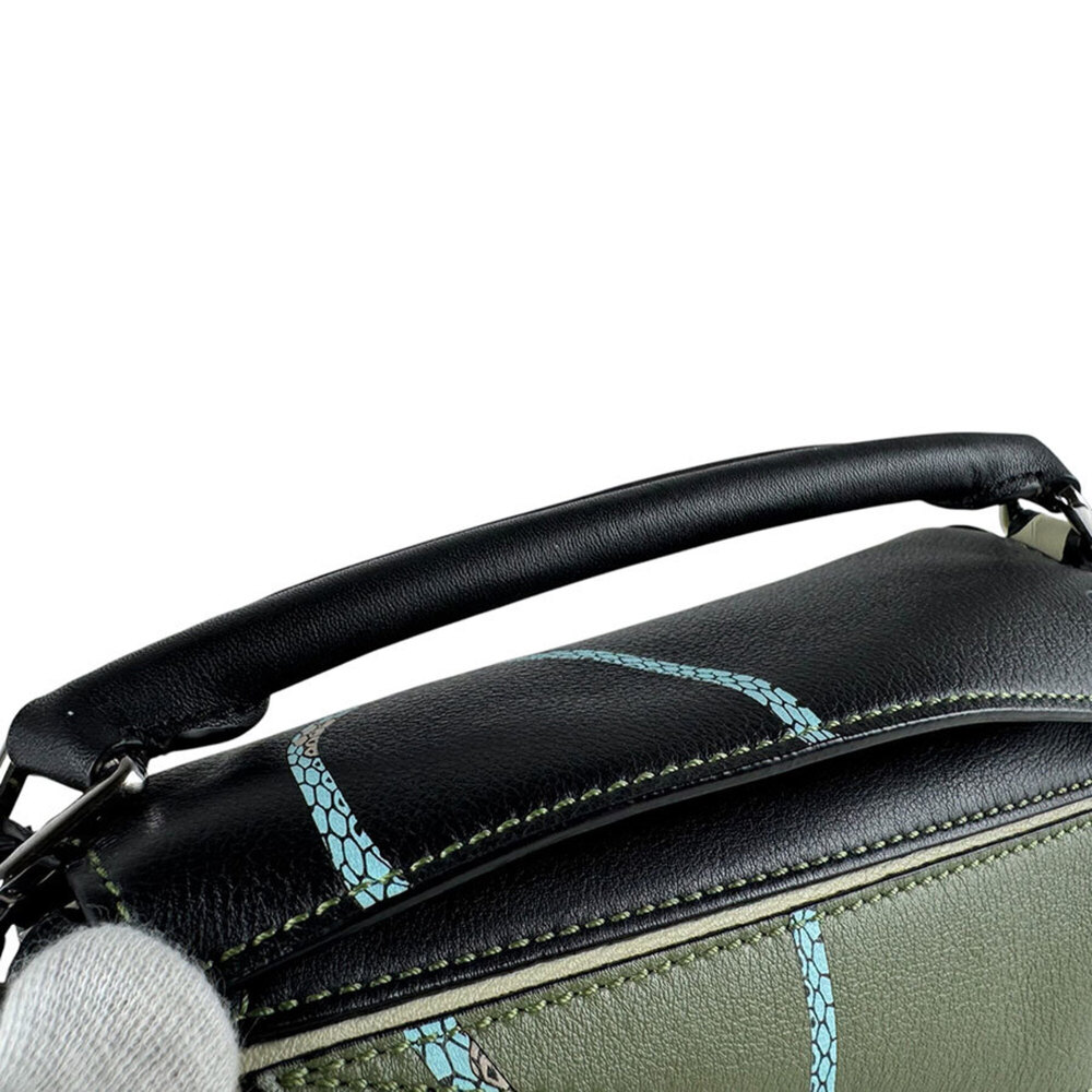 Loewe Paula's Ibiza Puzzle Bag Mini Leather Shoulder Bag, Green, Women's (z9771) - Picture 10 of 12